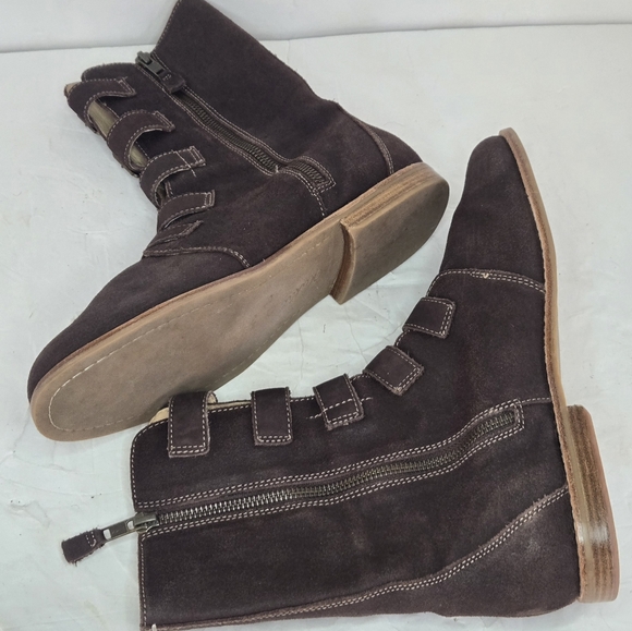 OLUKAI Elima Brown Pull Up Leather Buckle Strap High Ankle Boots Womens Size 11 - Picture 3 of 12